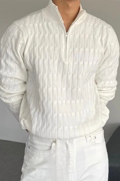 GWANGJY CABLE HALF ZIP SWEATER
