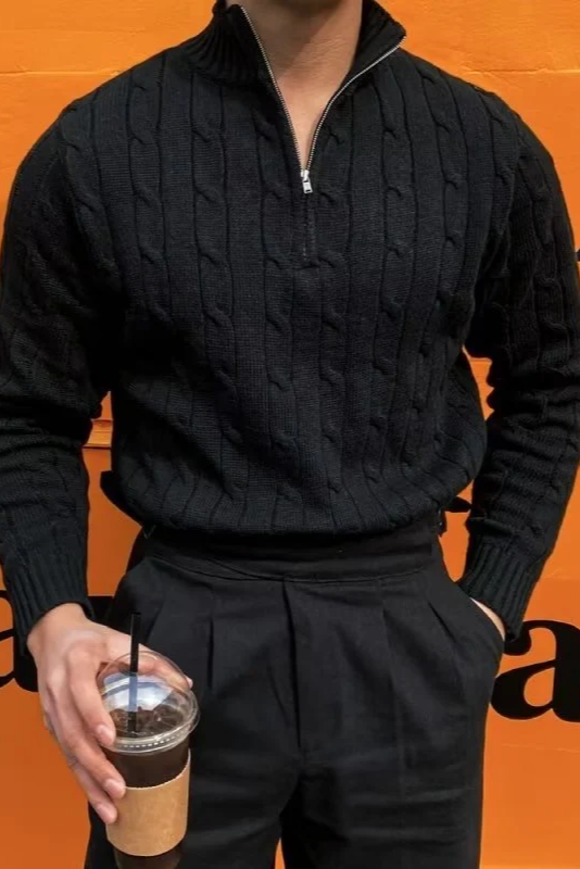 GWANGJY CABLE HALF ZIP SWEATER