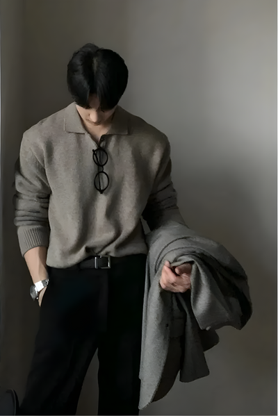 PUSAN MERINO POLO SWEATER